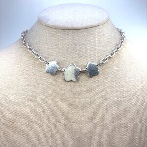 VTG Solid Sterling Silver 925 Flower Design Chain Necklace Size 16" Length